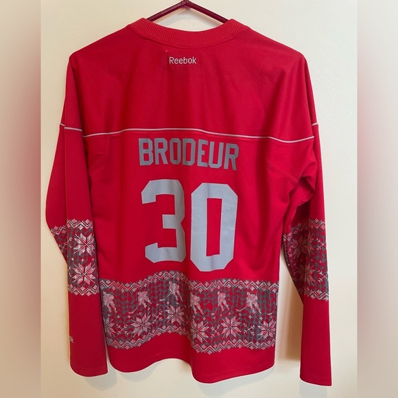 Official NHL Women’s Reebok NJ Devils Holiday Jersey #30 Martin Brodeur - Picture 2 of 13